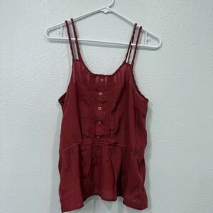 Wet‎ Seal Women's X-Large Red Peplum Camisole Tank Top Buttons Straps
